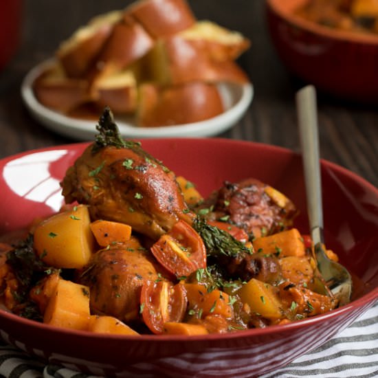Braised BBQ Chicken + Veggies