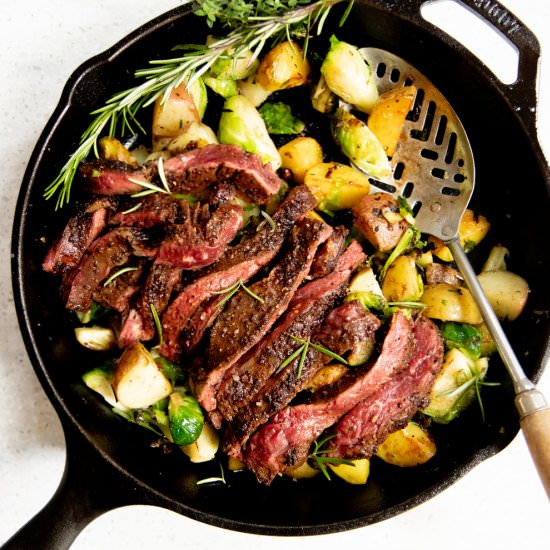 One Skillet Steak and Potatoes