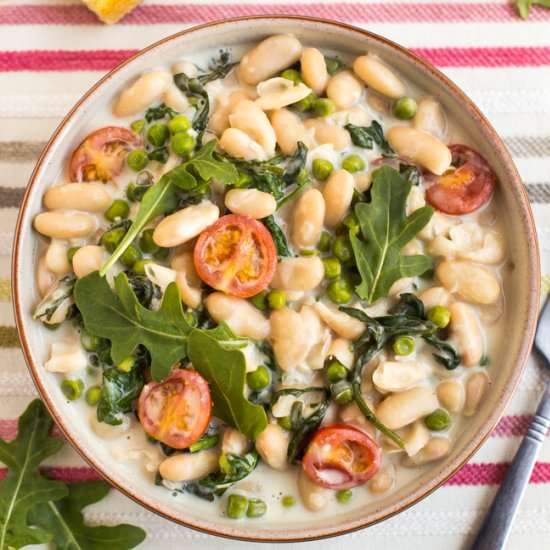 Creamy white beans with goat cheese