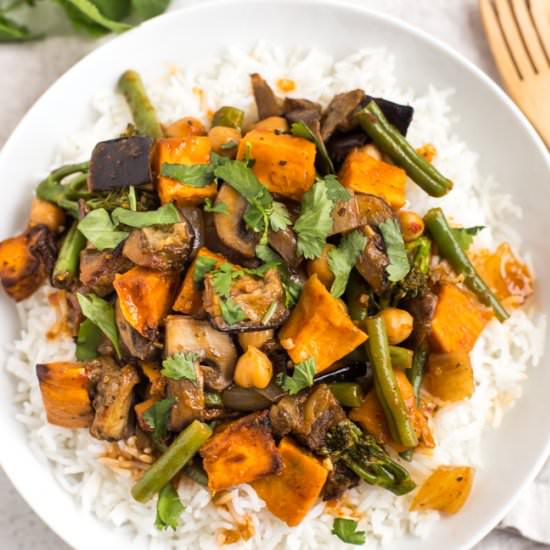Aubergine and sweet potato curry