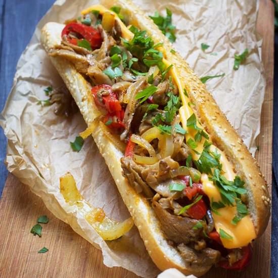 Vegan Philly Cheesesteak Sandwich