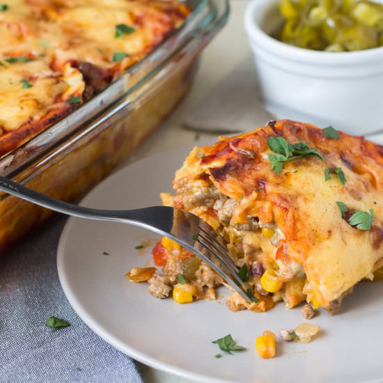 Beef enchiladas cassarole