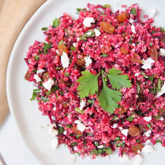 Raw beet quinoa salad