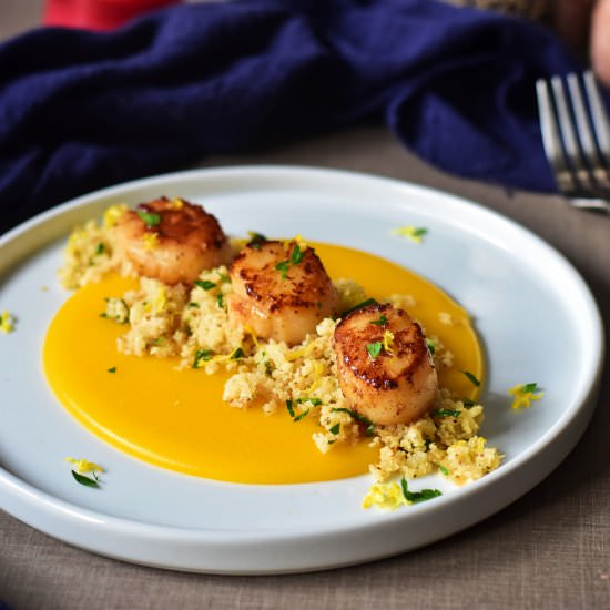 Scallops with Pumpkin Puree