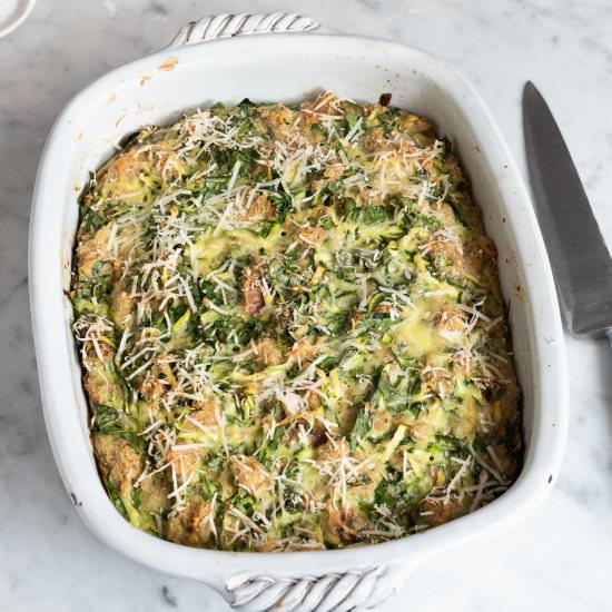 Zucchini and ciabatta frittata