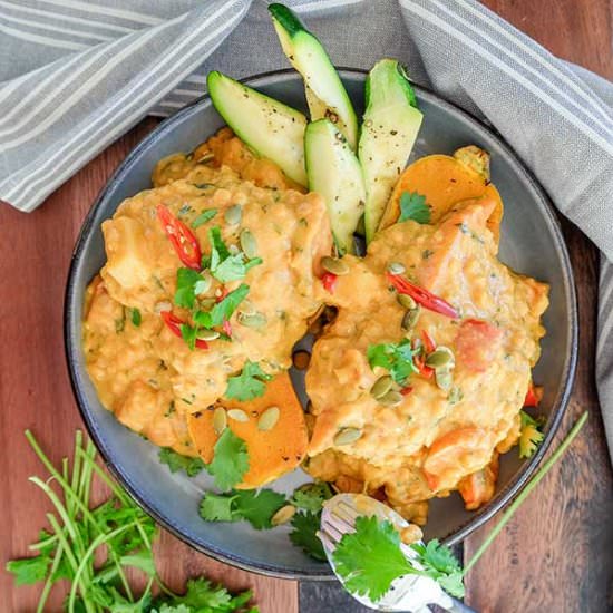 Creamy Thai Red Lentil Peanut Dahl