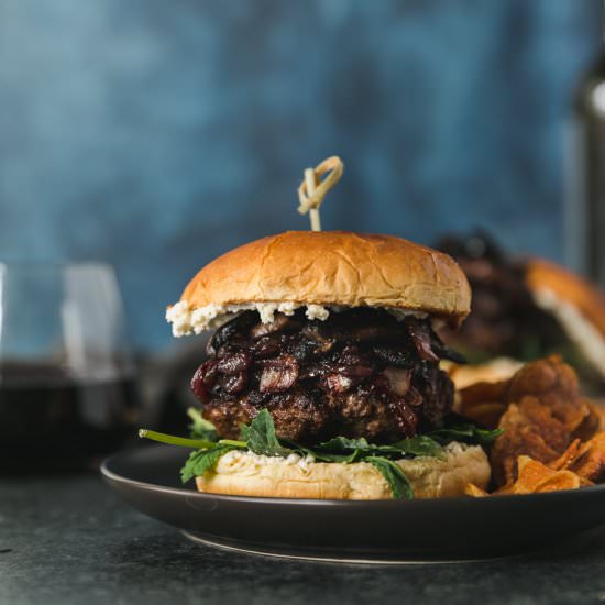 Red Wine Caramelized Onion Burgers
