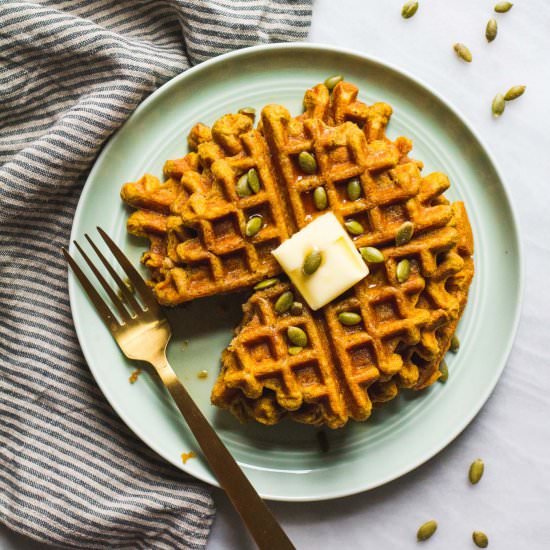 Pumpkin Protein Waffles