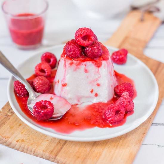 Vegan Panna Cotta with Raspberries