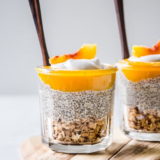 Peach Cobbler Chia Pudding