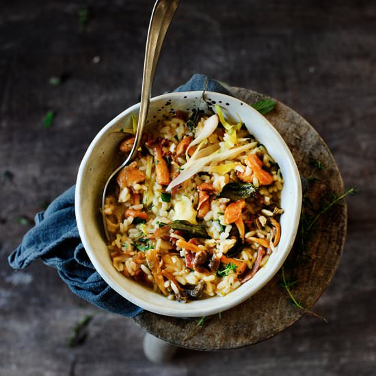 risotto with endive and mushrooms