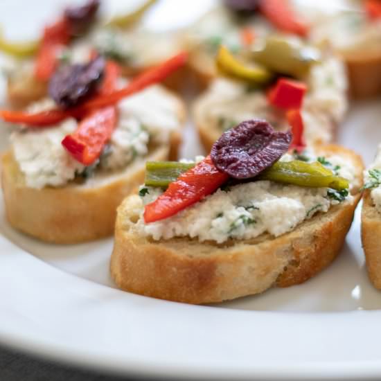 Crostini With Herbed Almond Ricotta