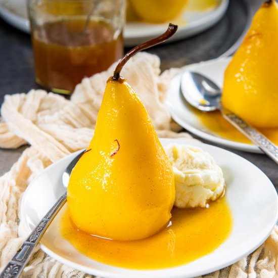 Saffron Poached Pears