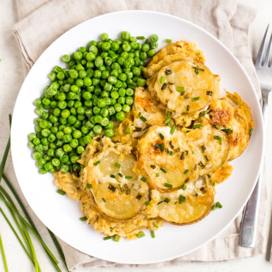 Goat’s cheese lentil gratin