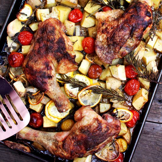 Sheet Pan Chicken Legs + Veggies