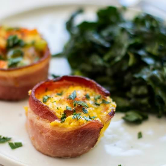 Bacon Wrapped Omelette Cups