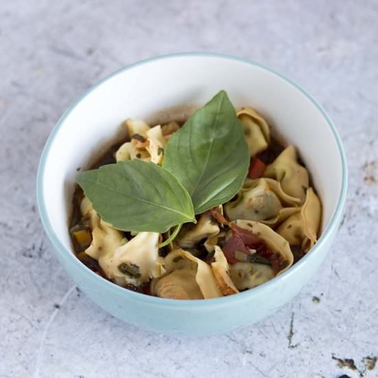 Vegetarian tortellini soup
