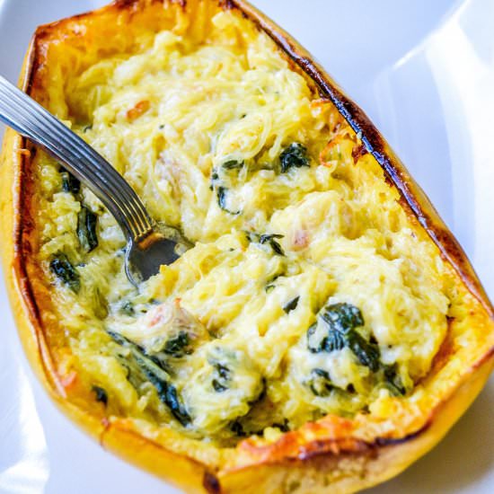 Spinach Alfredo Spaghetti Squash