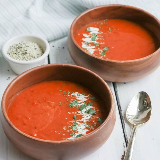 FIRE ROASTED SWEET POTATO AND TOMATO SOUP