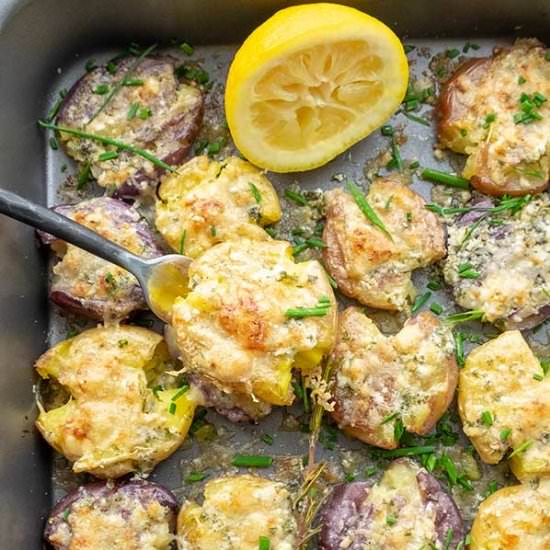 Smashed Crispy Potatoes with Herb