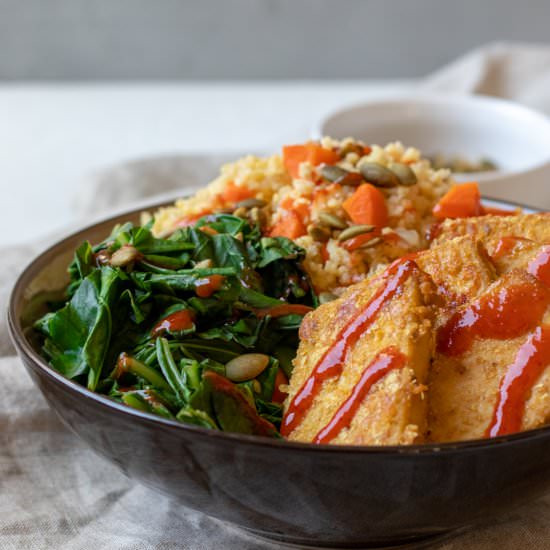 Sweet Mustard Tofu Bowl With Millet