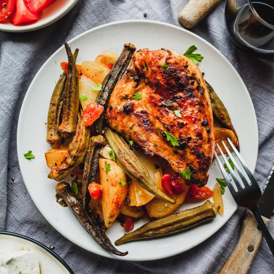 Roasted Balsamic Chicken And Okra