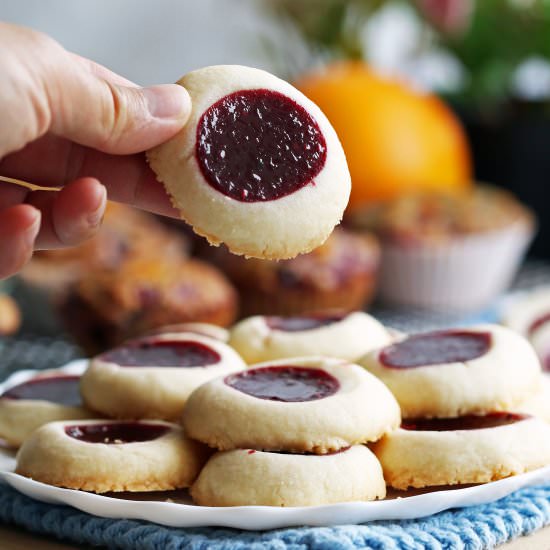 Raspberry Thumbprint Cookies