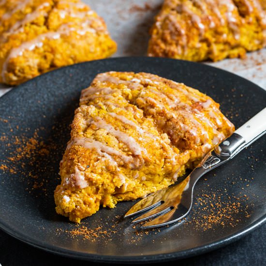 Pumpkin Scones with Spiced Glaze