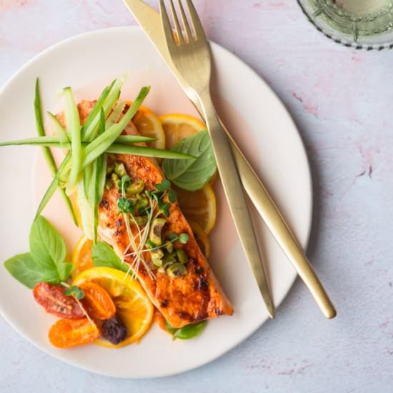 Spiced Roasted Salmon and Tomatoes