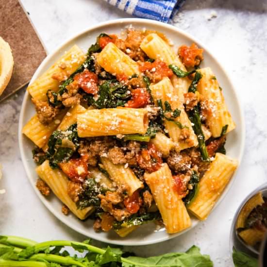 Spicy Sausage Pasta with Rapini