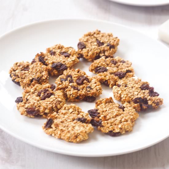 Three Ingredient Raisin Oat Cookies