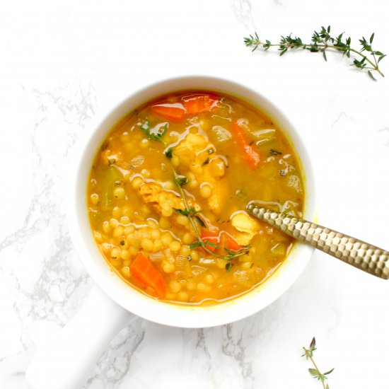 Vegan Chicken Couscous Soup