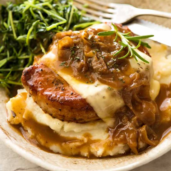 FRENCH ONION SMOTHERED PORK CHOPS