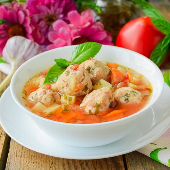 Tomato Soup with Meatballs