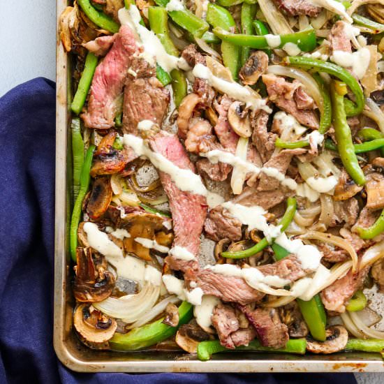 Sheet Pan Paleo Philly Cheesesteak