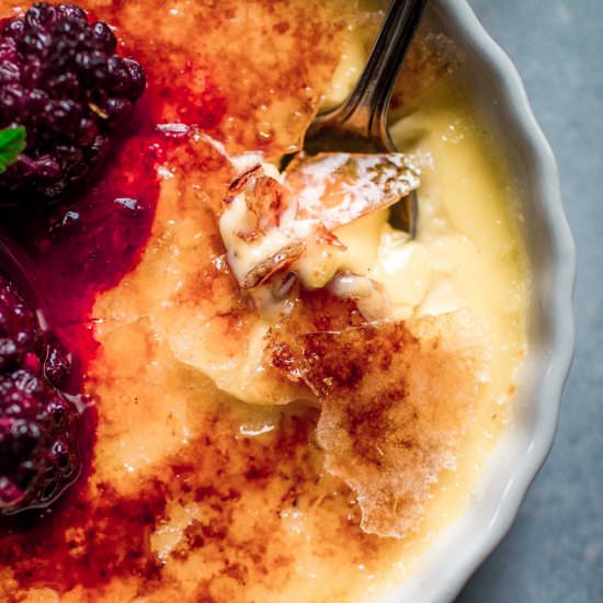 Creme Brulee with Blackberries