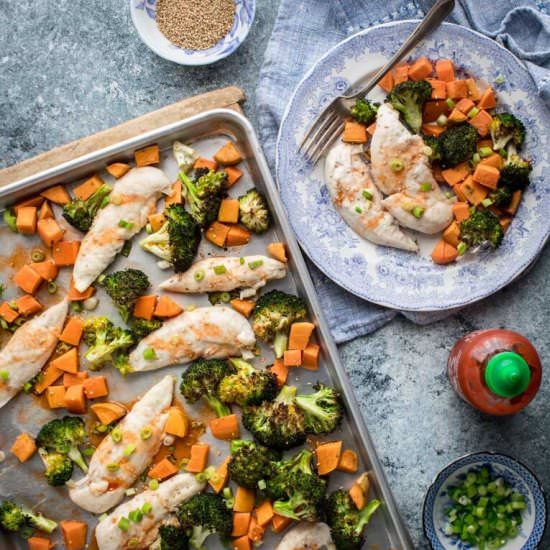 Sheet pan chicken and broccoli