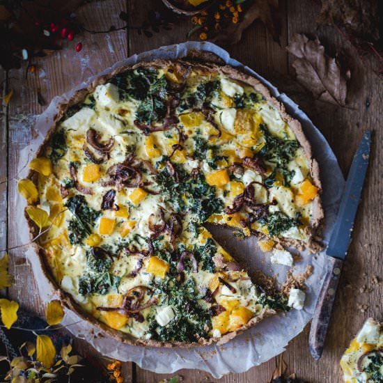 Pumpkin & feta quiche