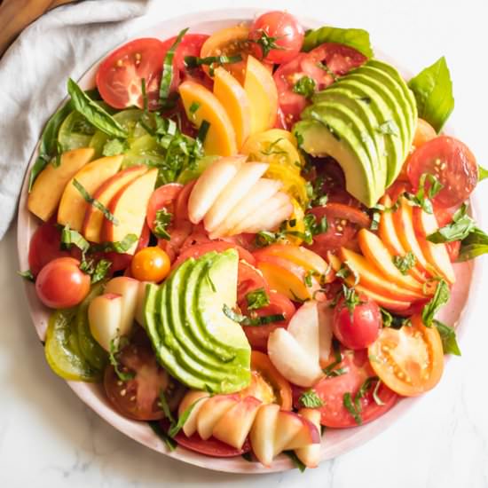 Tomato Salad with Peaches & Avocado
