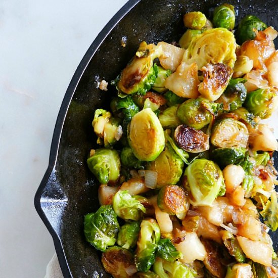 Brussels Sprouts Hash with Pears