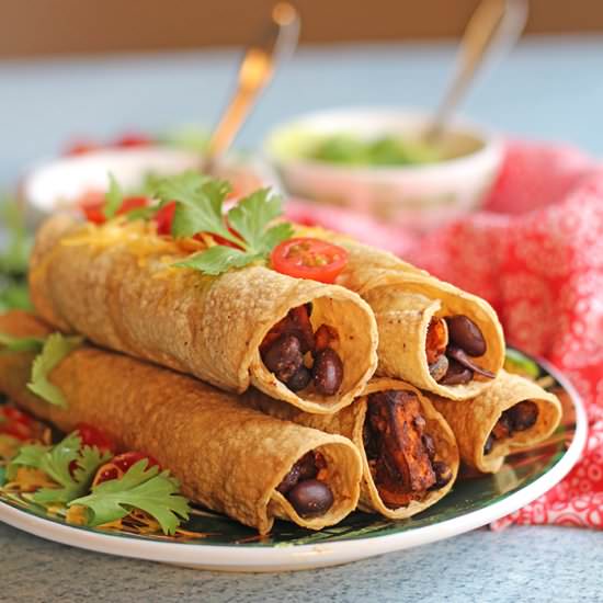 Baked taquitos with sweet potatoes