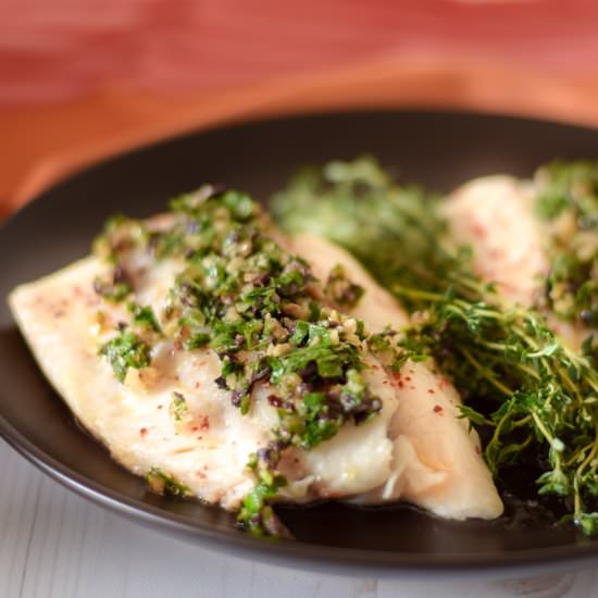 Slow Roasted Cod with Pesto