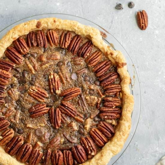 Vegan Chocolate Bourbon Pecan Pie