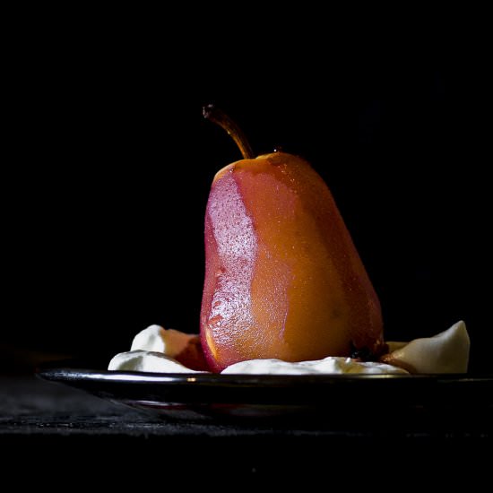 hard cider poached pear