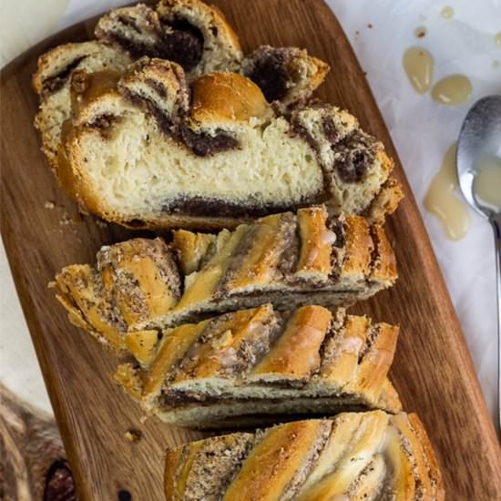 Fluffy & soft braided nut bread