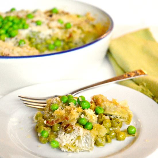 Artichoke and Pea Au Gratin