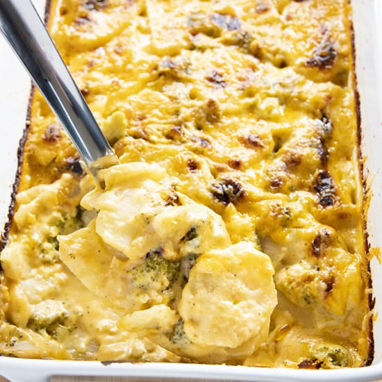 Broccoli Cheddar Scalloped Potatoes