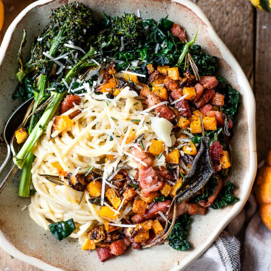 ROASTED PUMPKIN SPAGHETTI CARBONARA