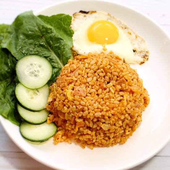 Spam Kimchi Fried Brown Rice