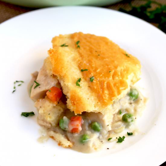 Turkey Pot Pie w/ Biscuit Topping